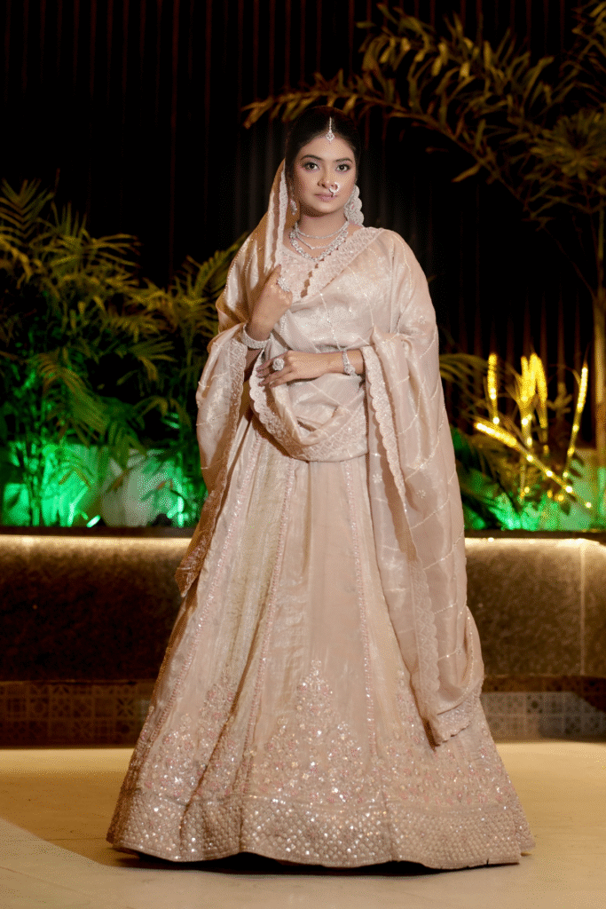 Sandhya Maurya's HD bridal makeup, showcasing a classic and timeless bridal look with a flawless finish.
