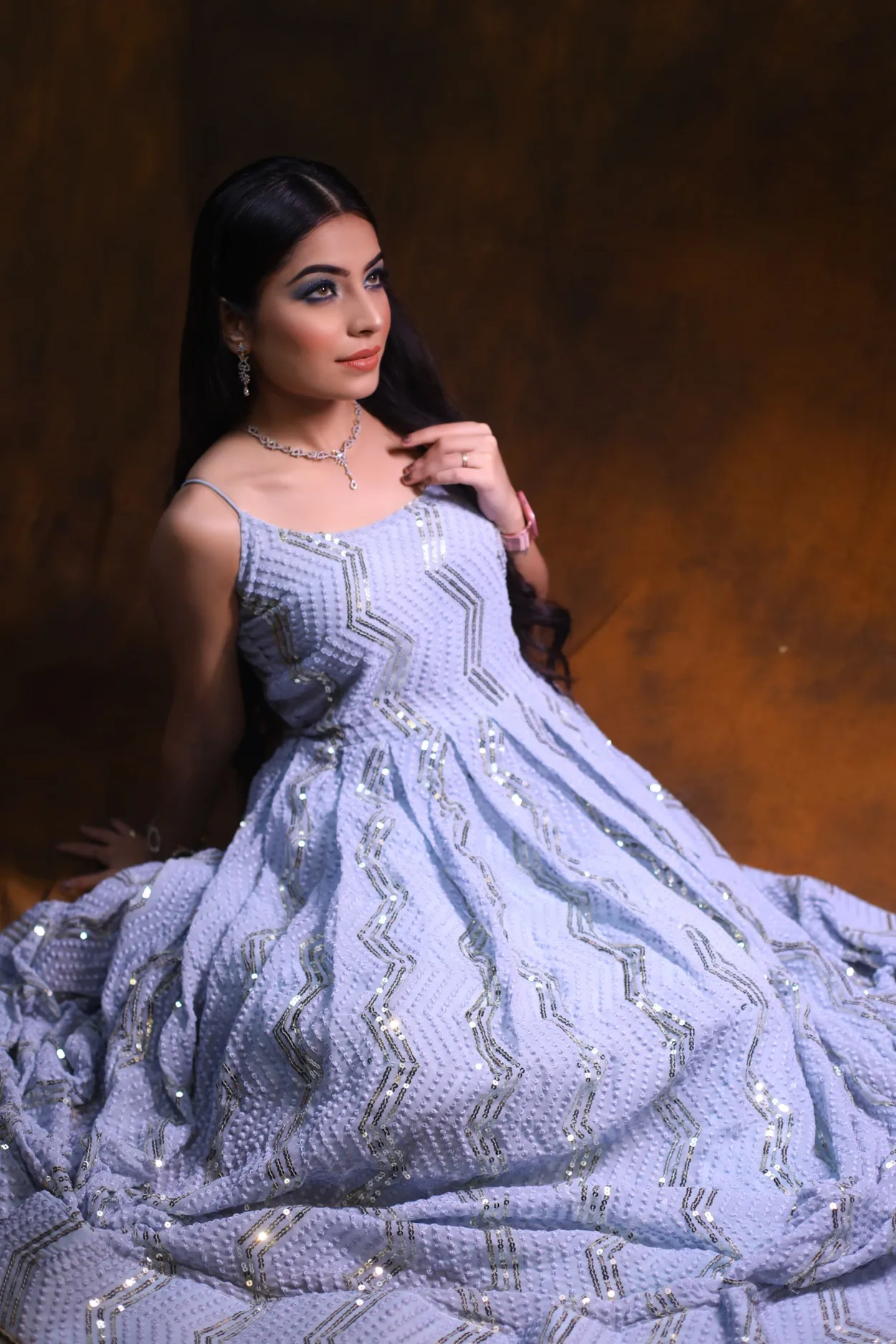 Sandhya Maurya's professional makeup artistry, showcasing a glamorous and flawless look from her portfolio.