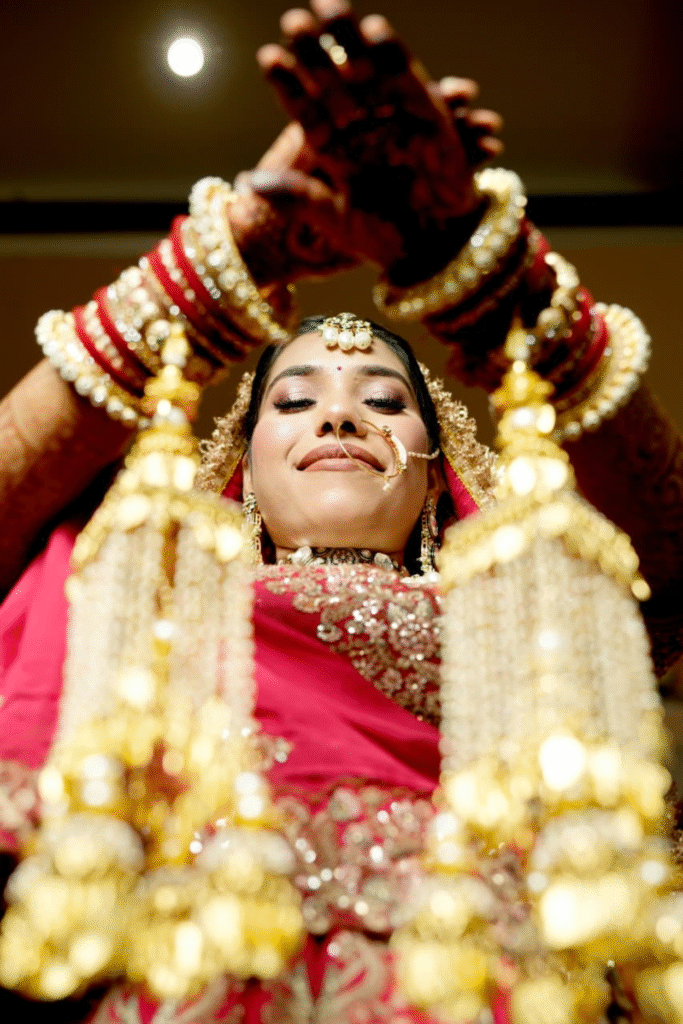 Sandhya Maurya's Ultra HD bridal makeup, showcasing a luminous and radiant bridal look with a flawless finish.