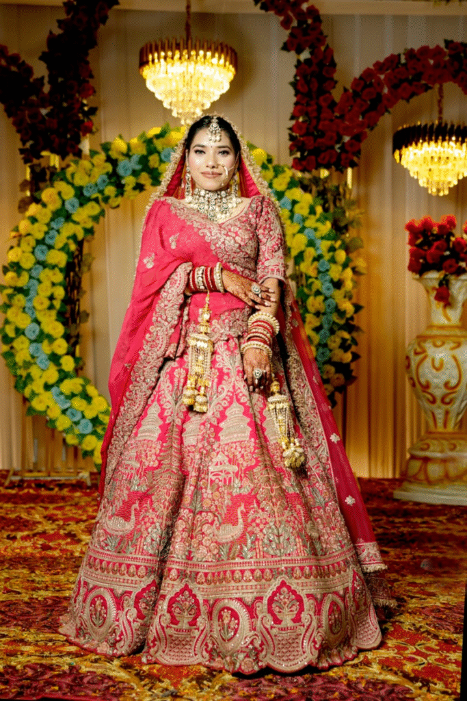 Sandhya Maurya's Ultra HD bridal makeup, showcasing a classic and elegant bridal look with a flawless finish.