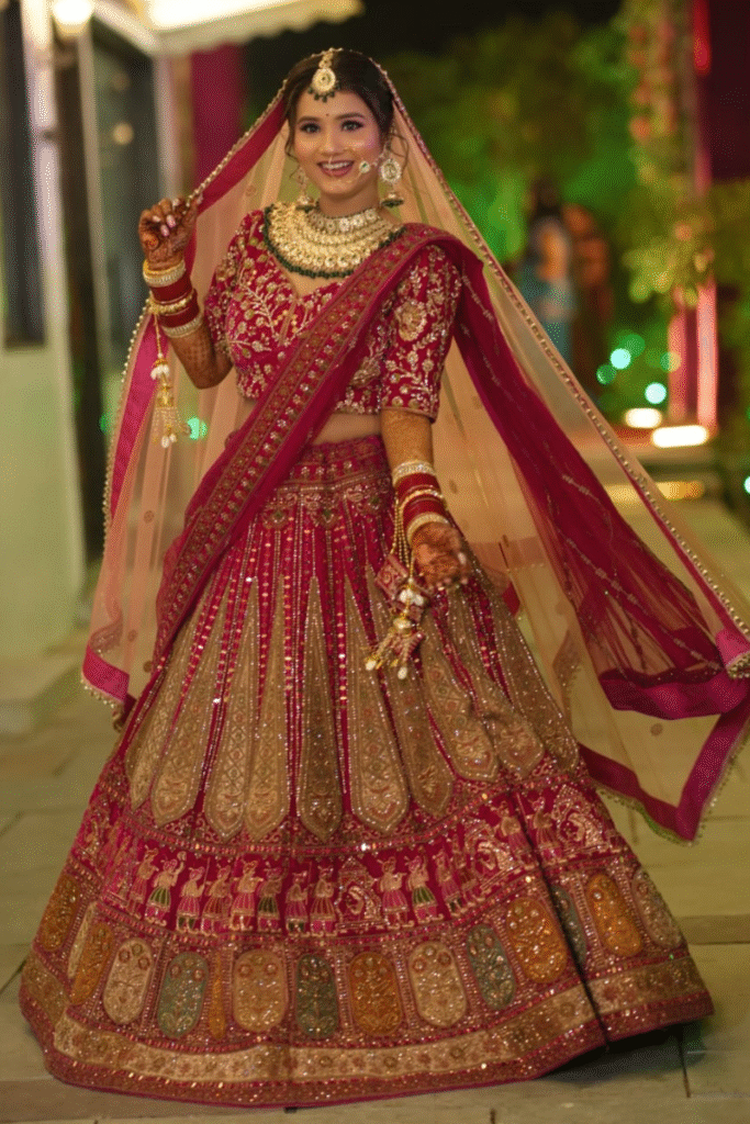 Sandhya Maurya's Ultra HD bridal makeup, showcasing a classic and elegant look with a flawless finish.