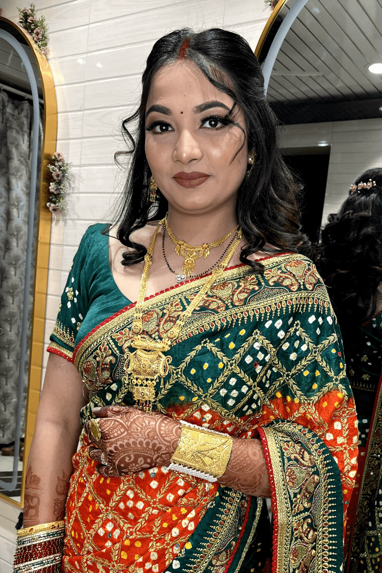 Sandhya Maurya's Ultra HD party makeup, showcasing a stunning and flawless look perfect for an evening event.