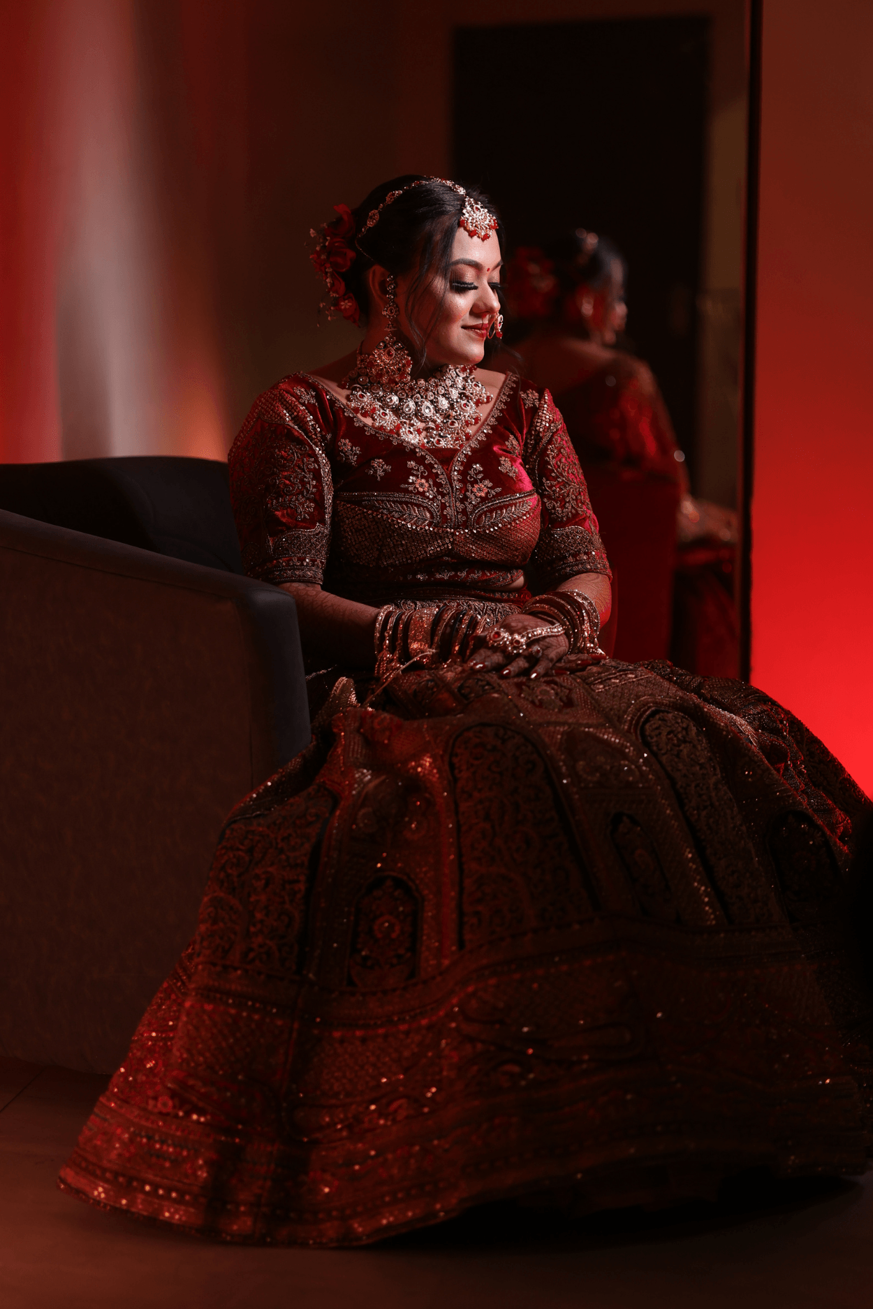 Sandhya Maurya's Ultra HD bridal makeup, showcasing a stunning radiant glow with a flawless finish.