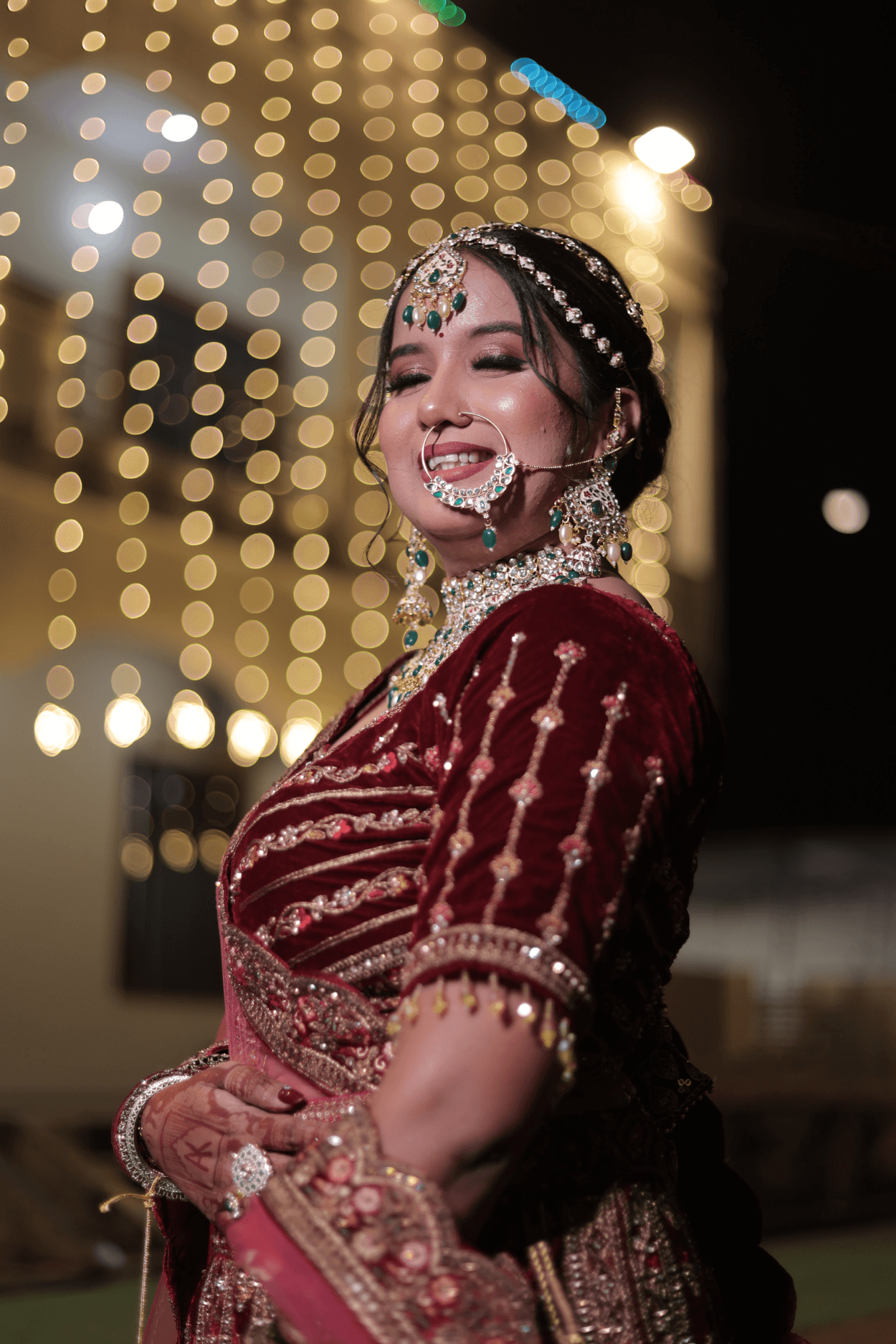 Sandhya Maurya's Ultra HD bridal makeup, showcasing a luminous and radiant finish with flawless skin.
