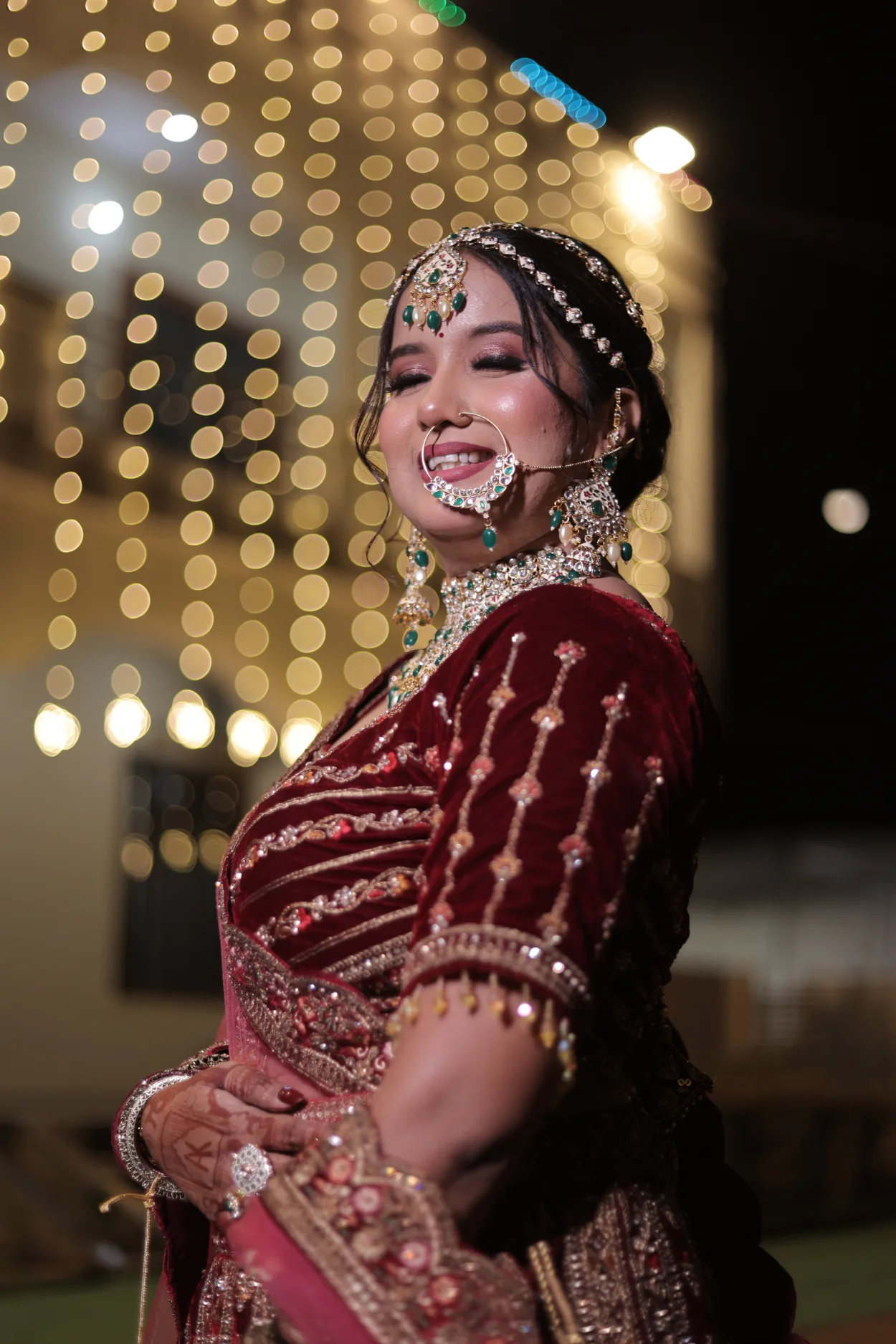 Sandhya Maurya's Ultra HD bridal makeup, showcasing a luminous and radiant finish with flawless skin.