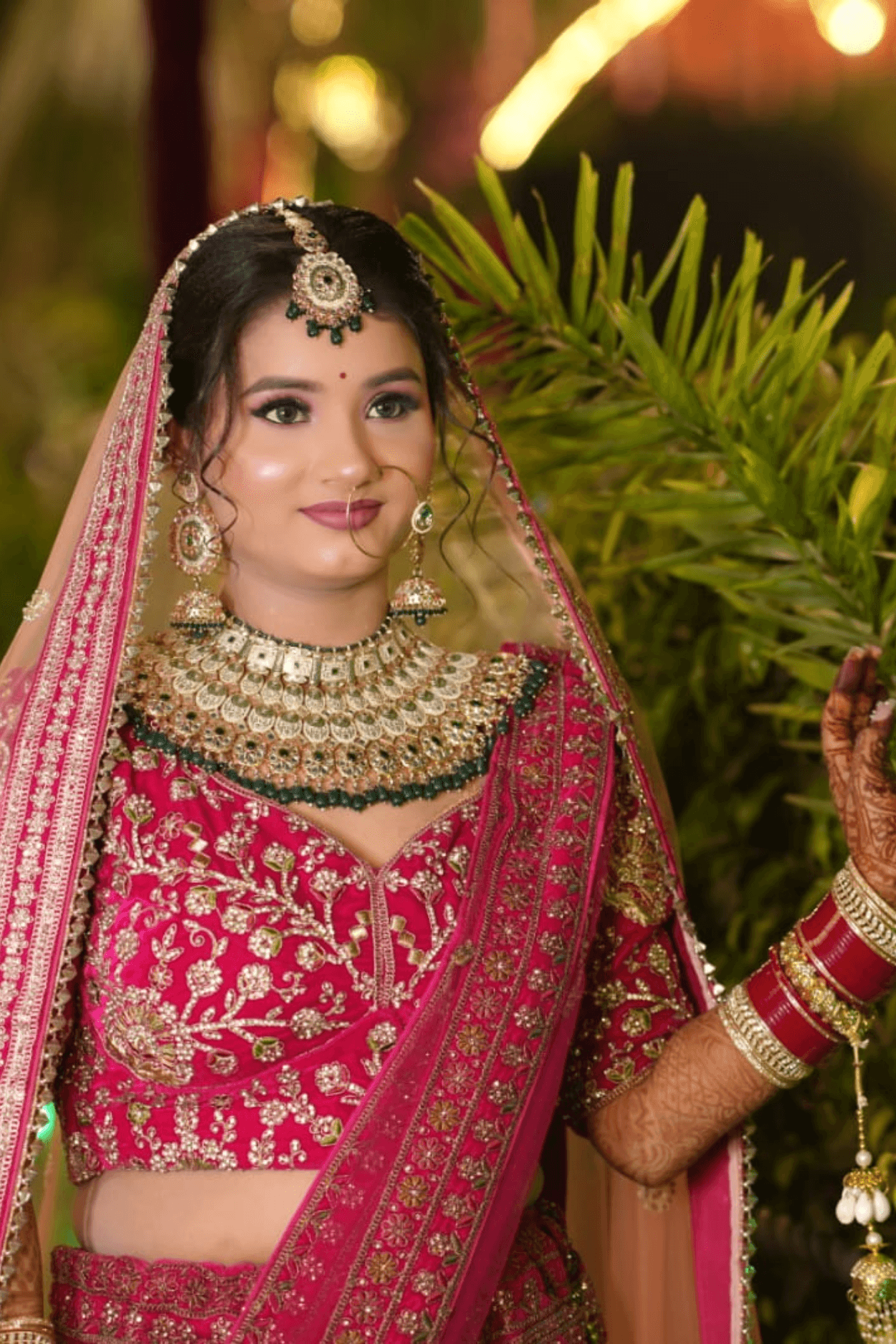 Sandhya Maurya's Ultra HD bridal makeup, showcasing a stunning radiant glow with flawless skin.