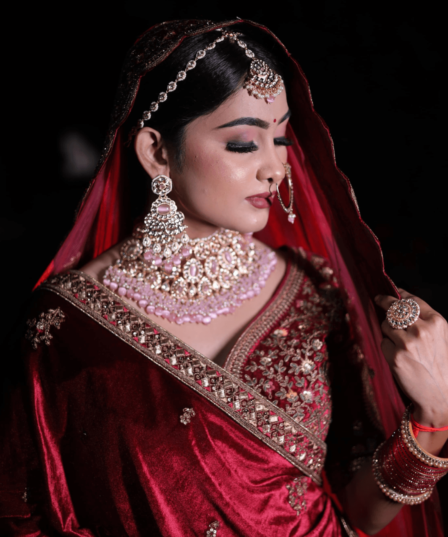Sandhya Maurya's HD bridal makeup look, showcasing a stunning classic look with a flawless finish.