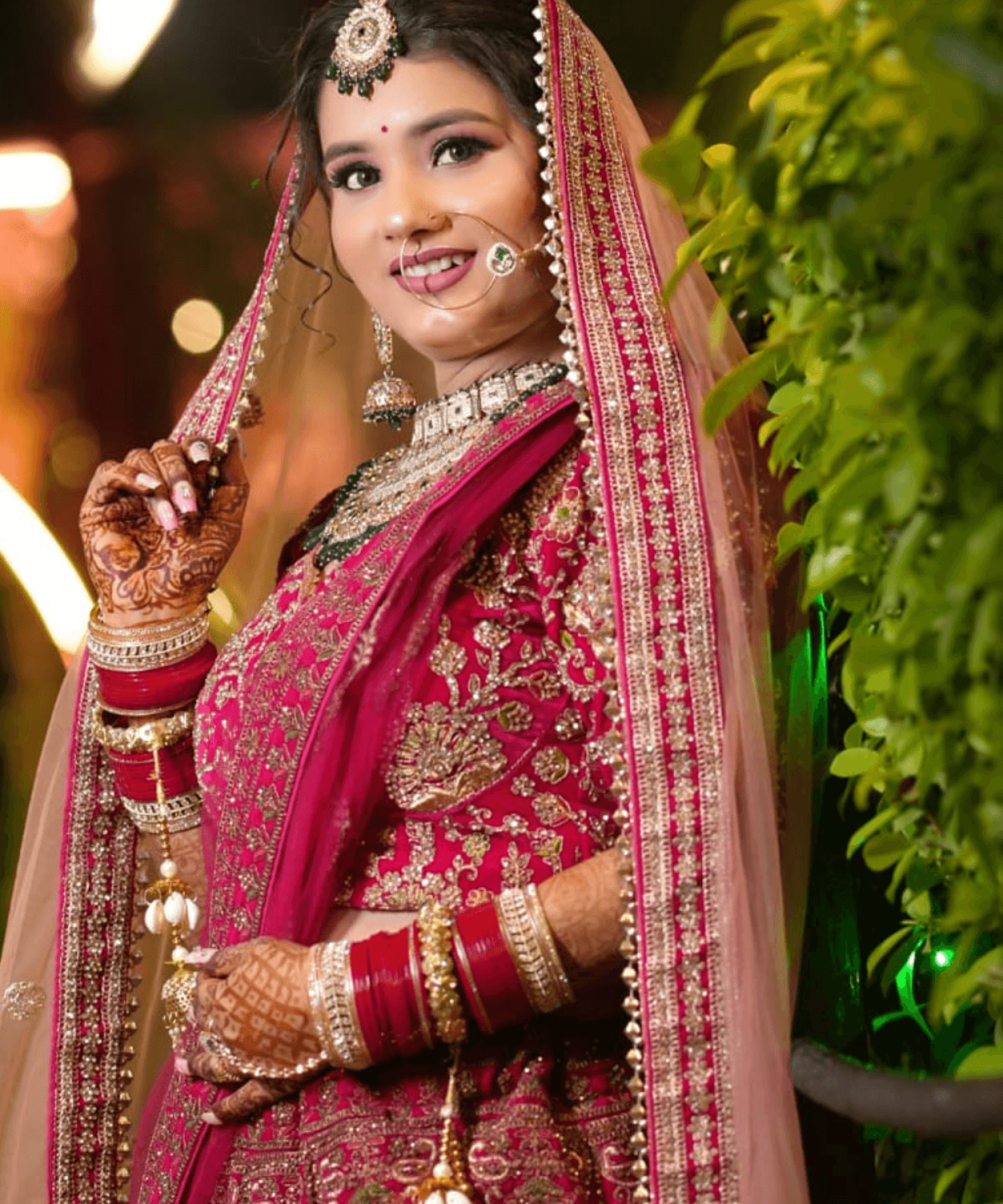 Sandhya Maurya's Ultra HD bridal makeup, showcasing a radiant and elegant style with a flawless finish.
