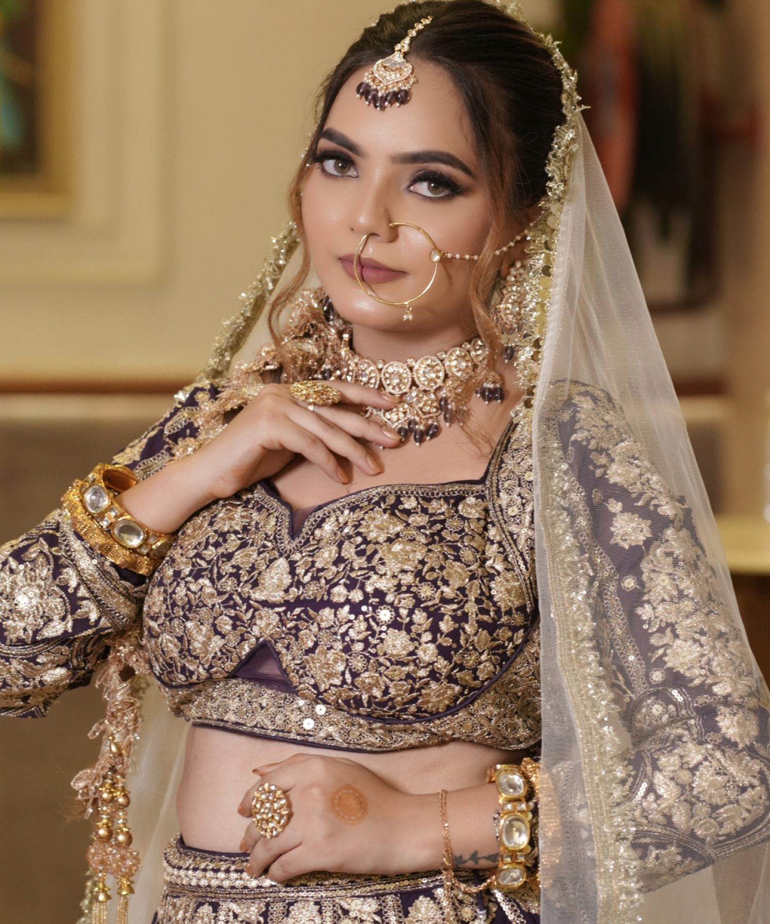 Sandhya Maurya's Ultra HD bridal makeup, showcasing a luminous and radiant bridal look with a flawless finish.