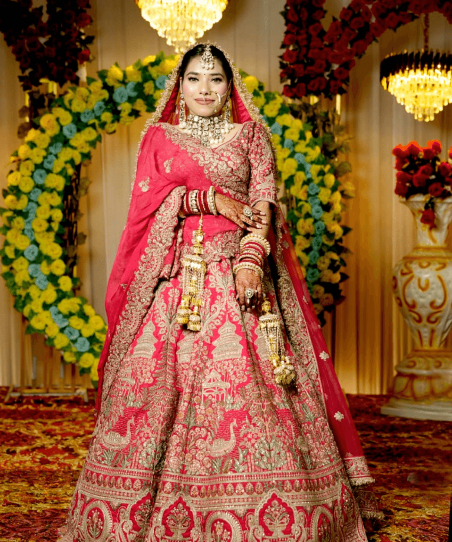 Sandhya Maurya's Ultra HD bridal makeup, showcasing a classic and elegant bridal look with a flawless finish.