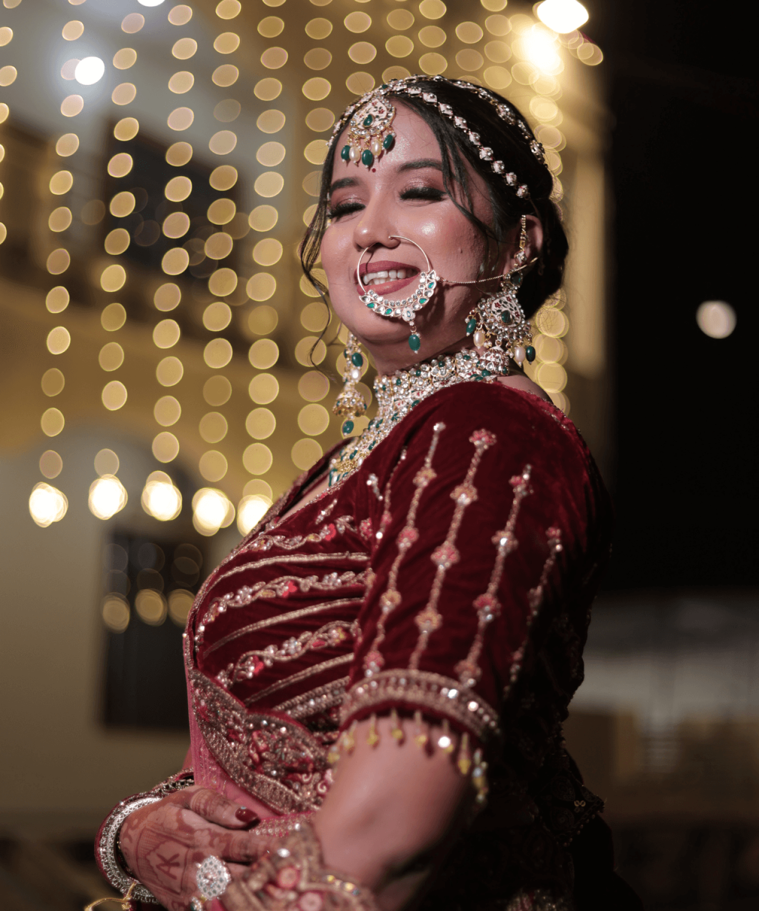 Sandhya Maurya's Ultra HD bridal makeup, showcasing a luminous and radiant finish with flawless skin.
