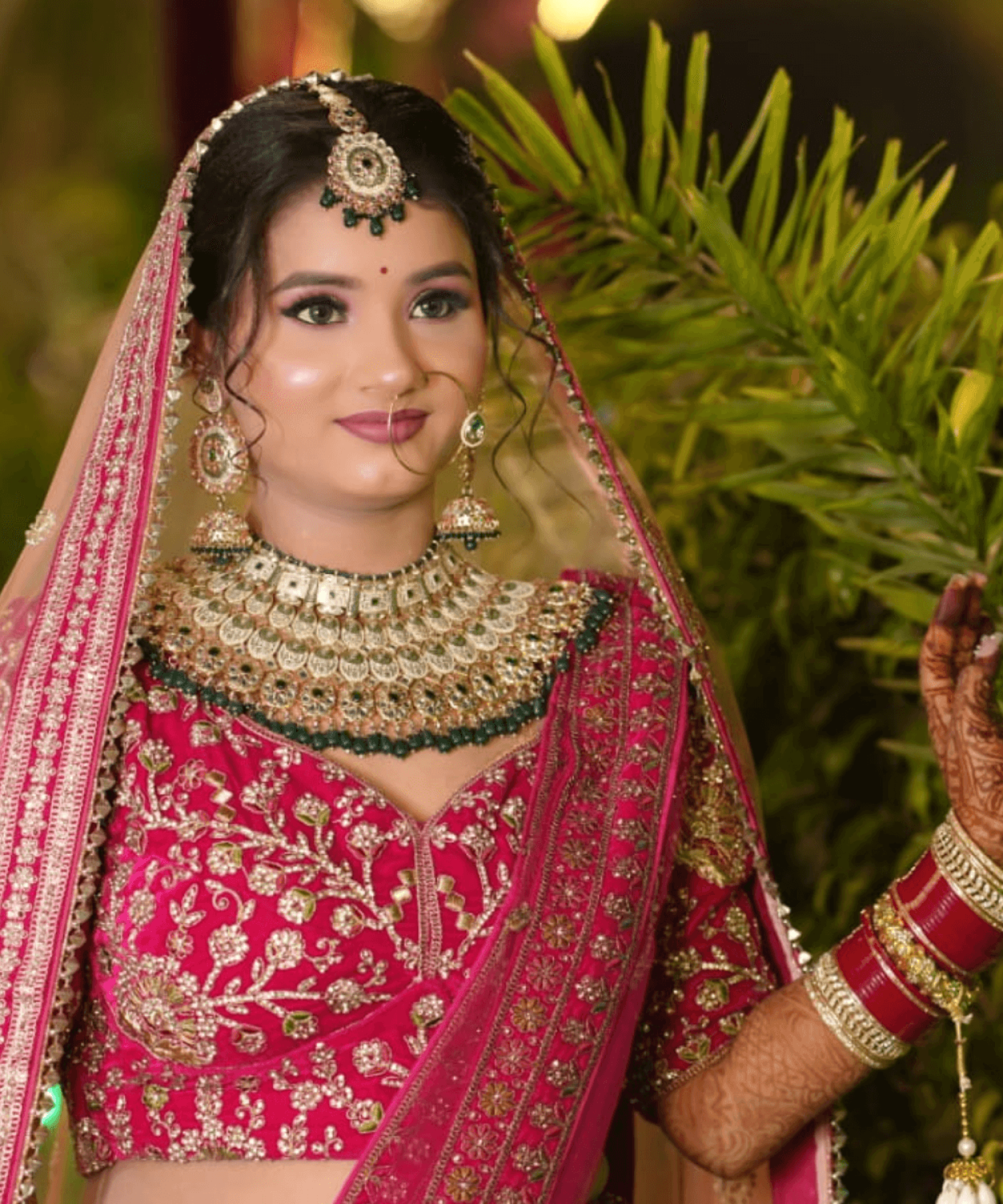 Sandhya Maurya's Ultra HD bridal makeup, showcasing a stunning radiant glow with flawless skin.